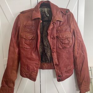 Brick Red Leather Jacket